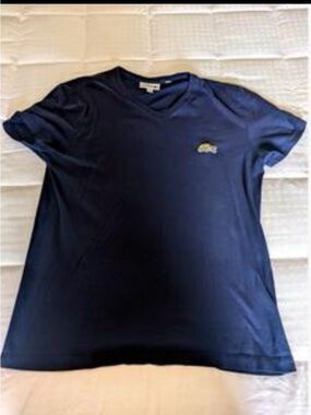 Lacoste Navy Blue Short Sleeve V-Neck Tee